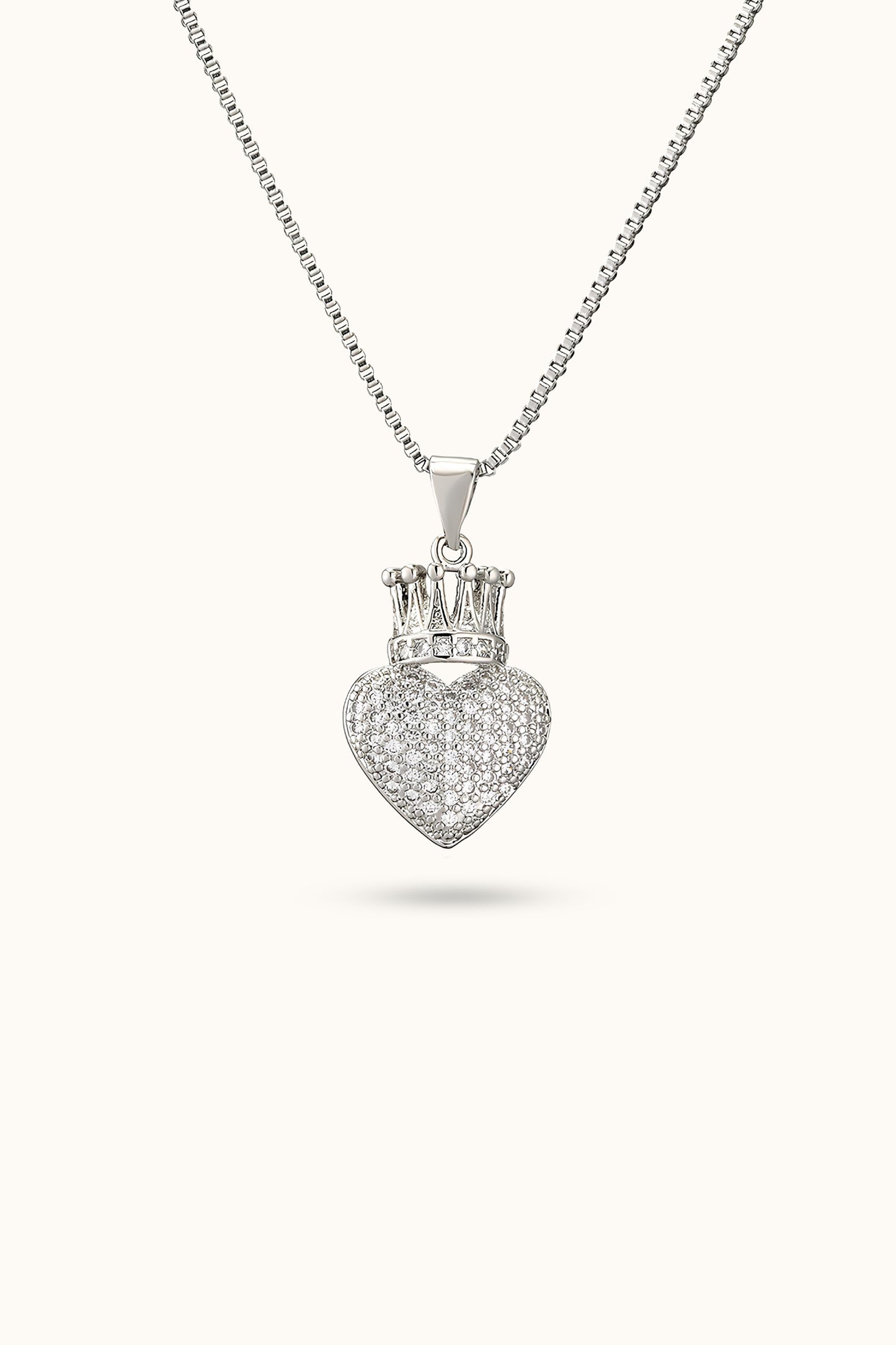 Crown Heart Diamond Pendant Necklace