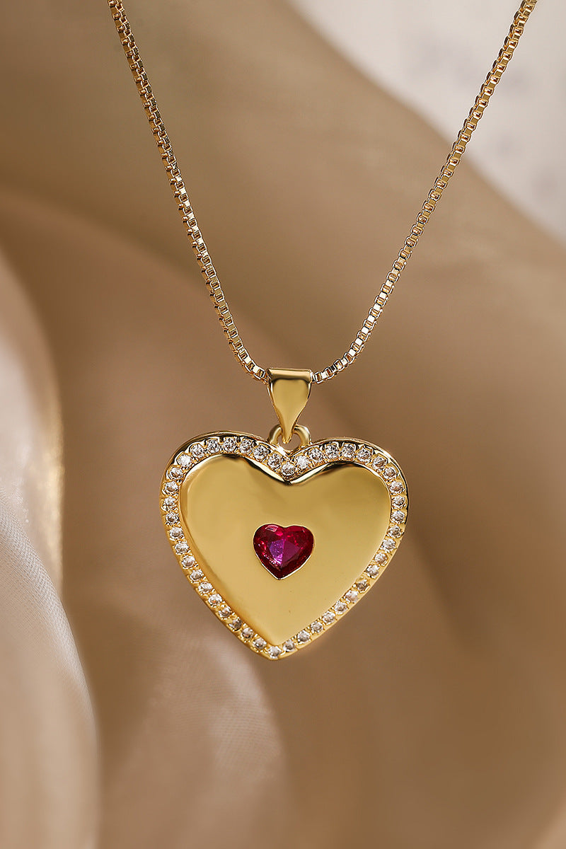 Cubic Zirconia Love Heart Pendant Necklace