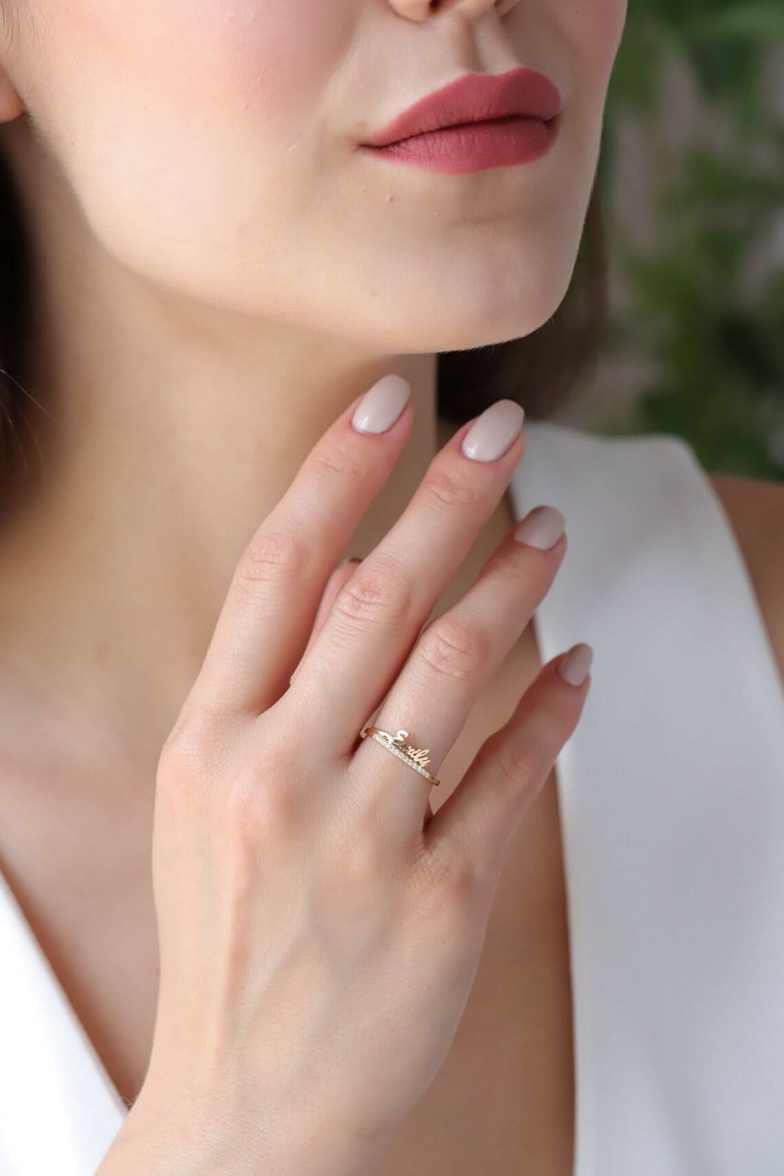 Custom Single Name with Diamond Ring