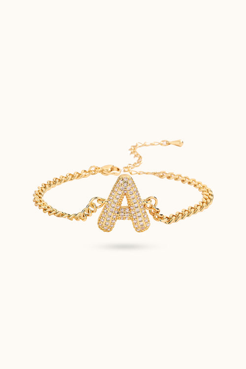 Diamond Balloon Name Initial Bracelet