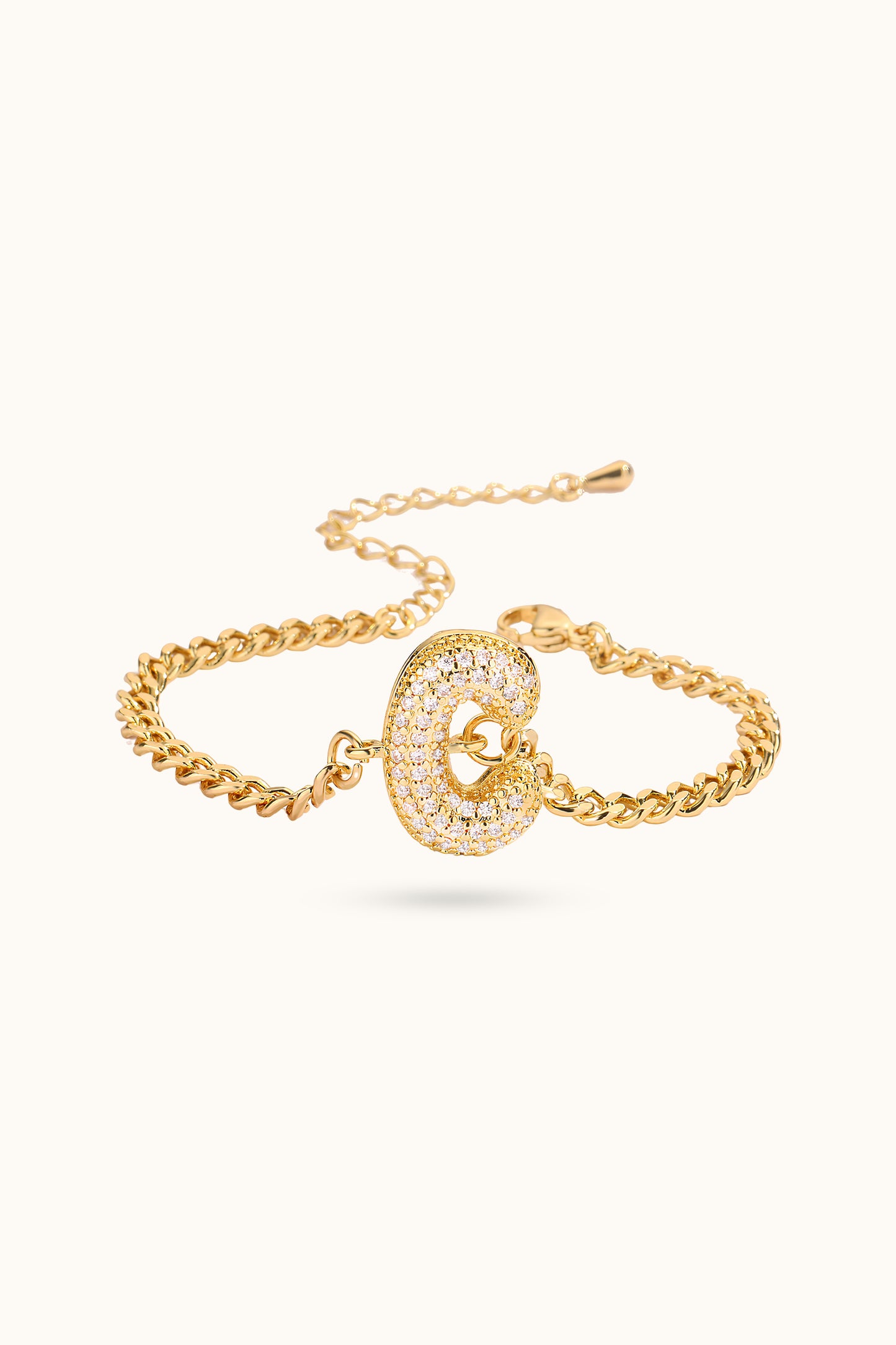 Diamond Balloon Name Initial Bracelet