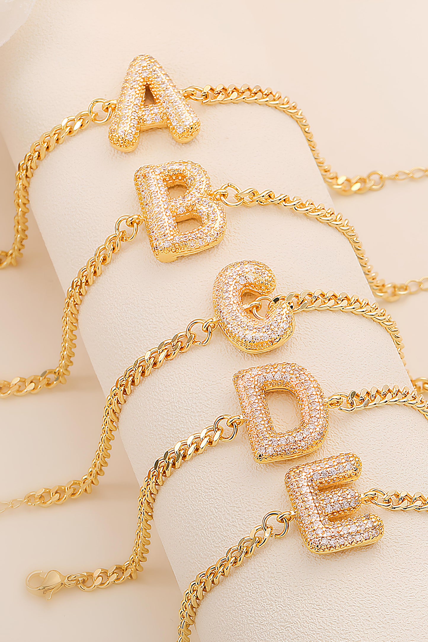 Diamond Balloon Name Initial Bracelet