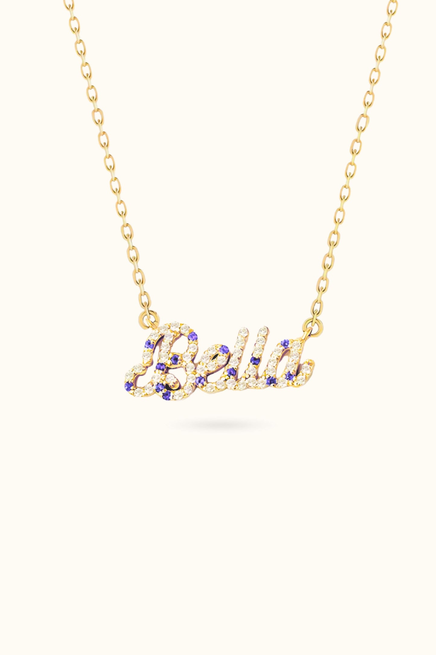Diamond Birthstone Name Necklace