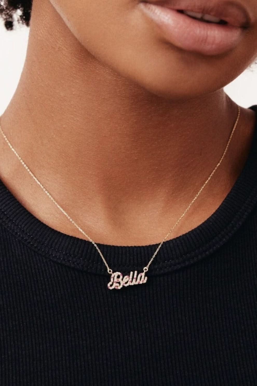 Diamond Birthstone Name Necklace