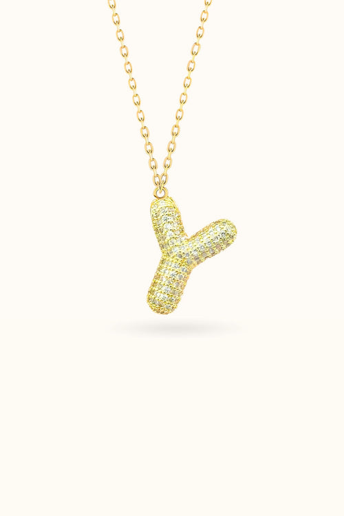 Diamond Bubble Letter Necklace