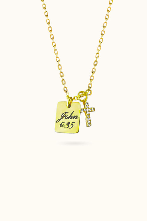 Diamond Cross with Date Name Necklace