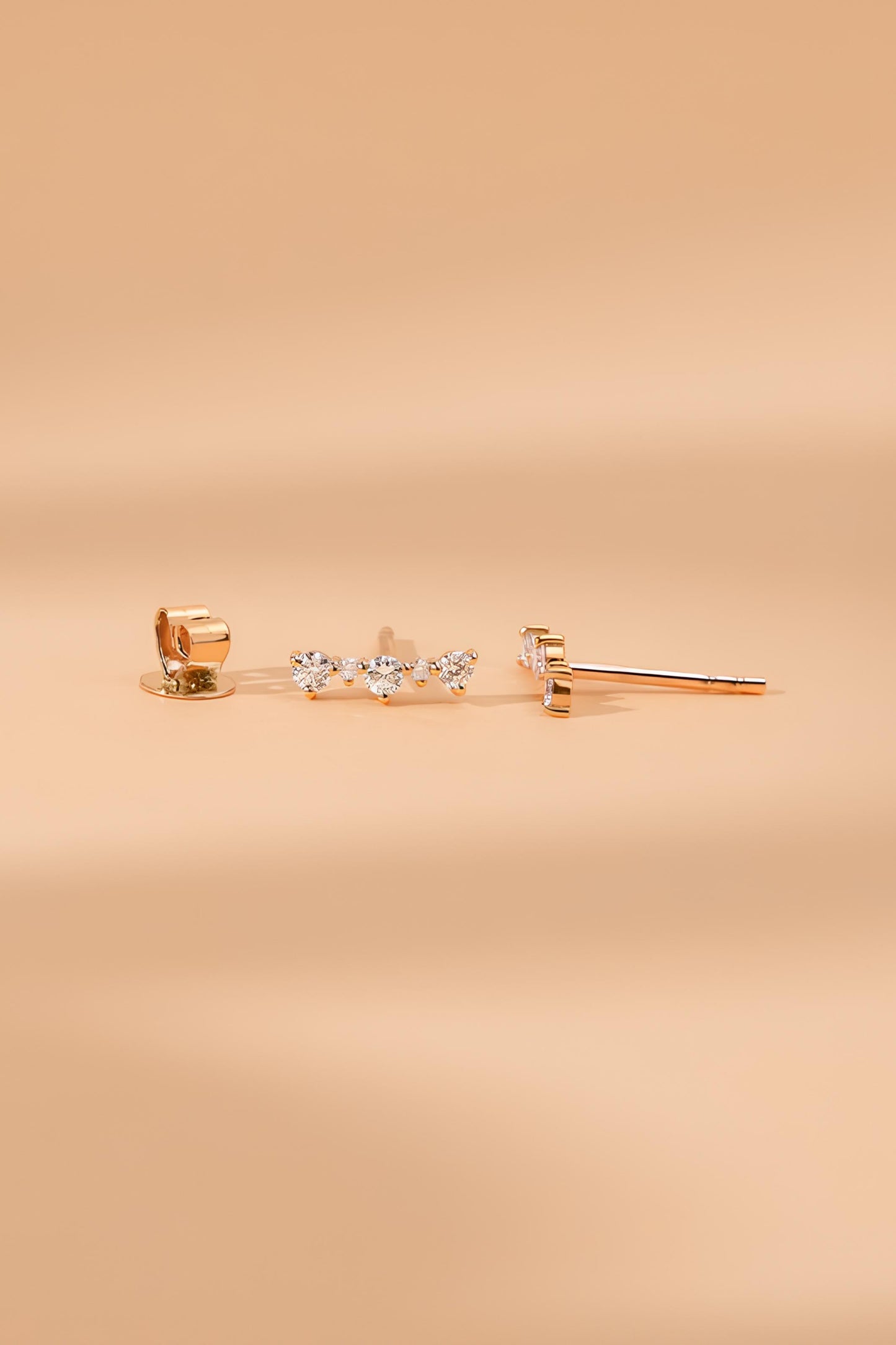 Diamond Curved Stud Earrings