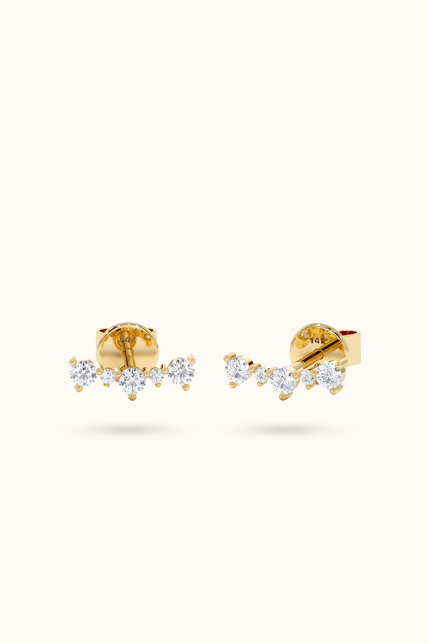 Diamond Curved Stud Earrings