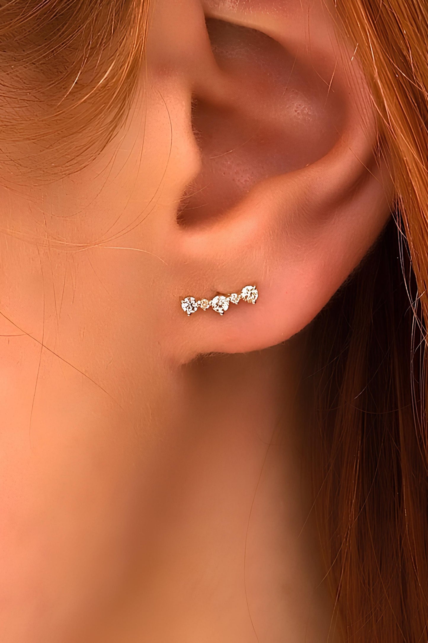 Diamond Curved Stud Earrings