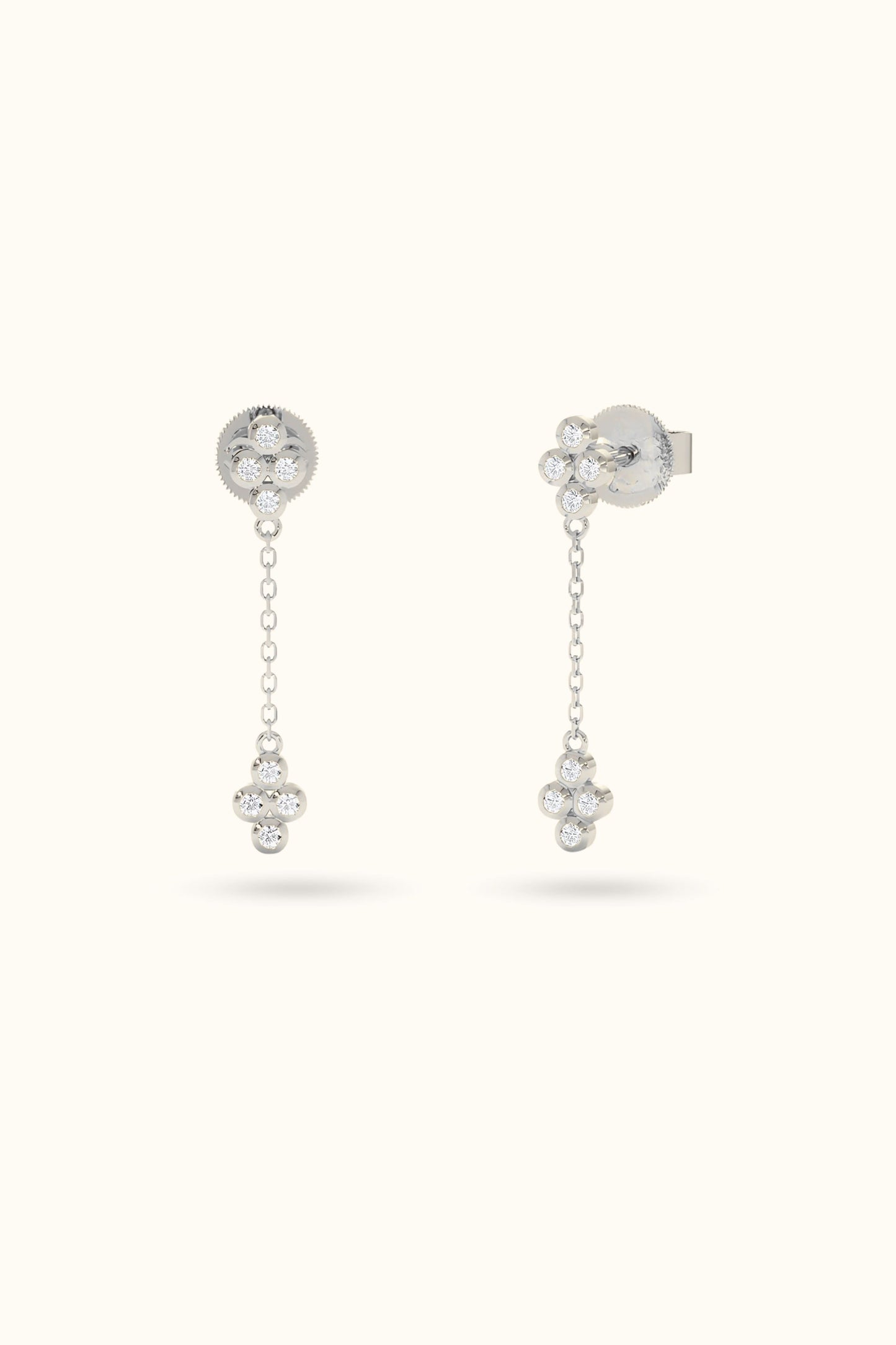 Diamond Drop Cross Cluster Earrings