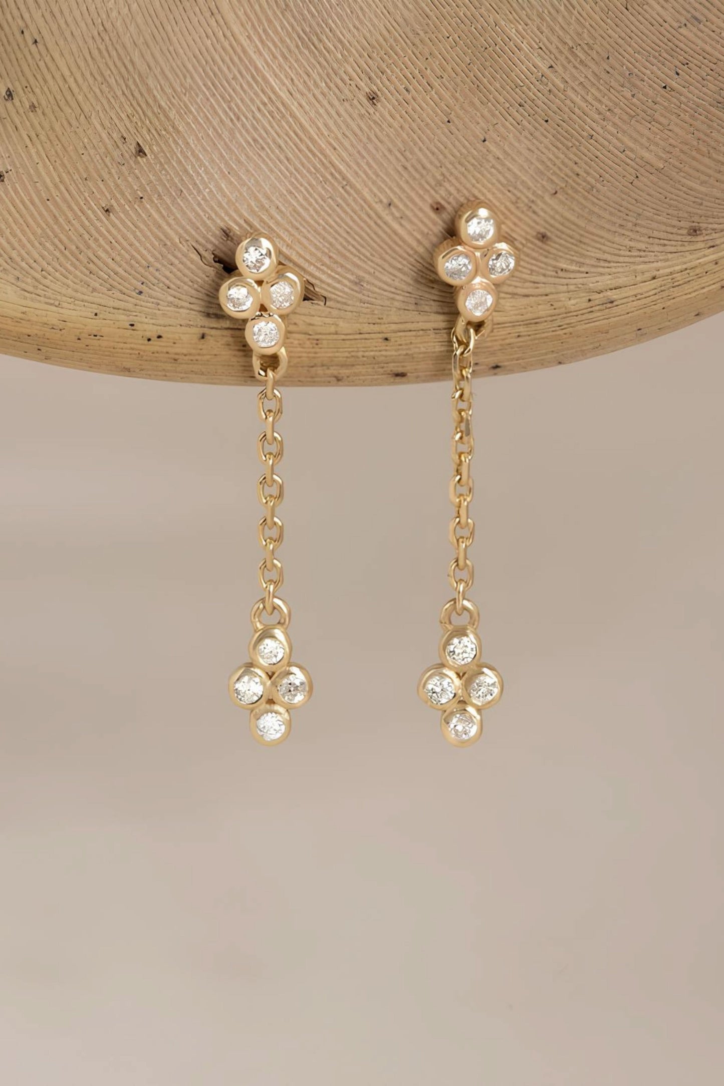 Diamond Drop Cross Cluster Earrings