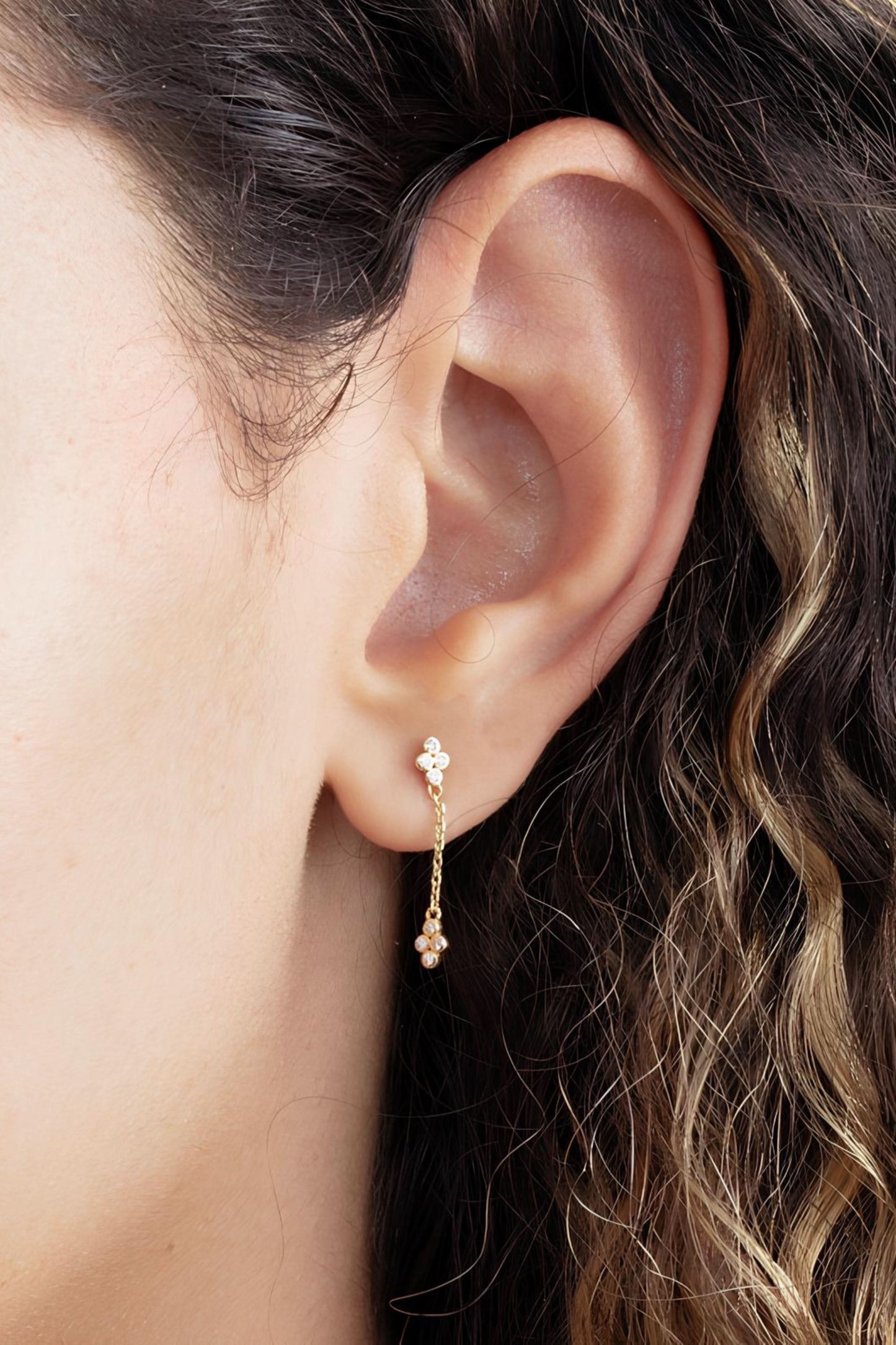 Diamond Drop Cross Cluster Earrings