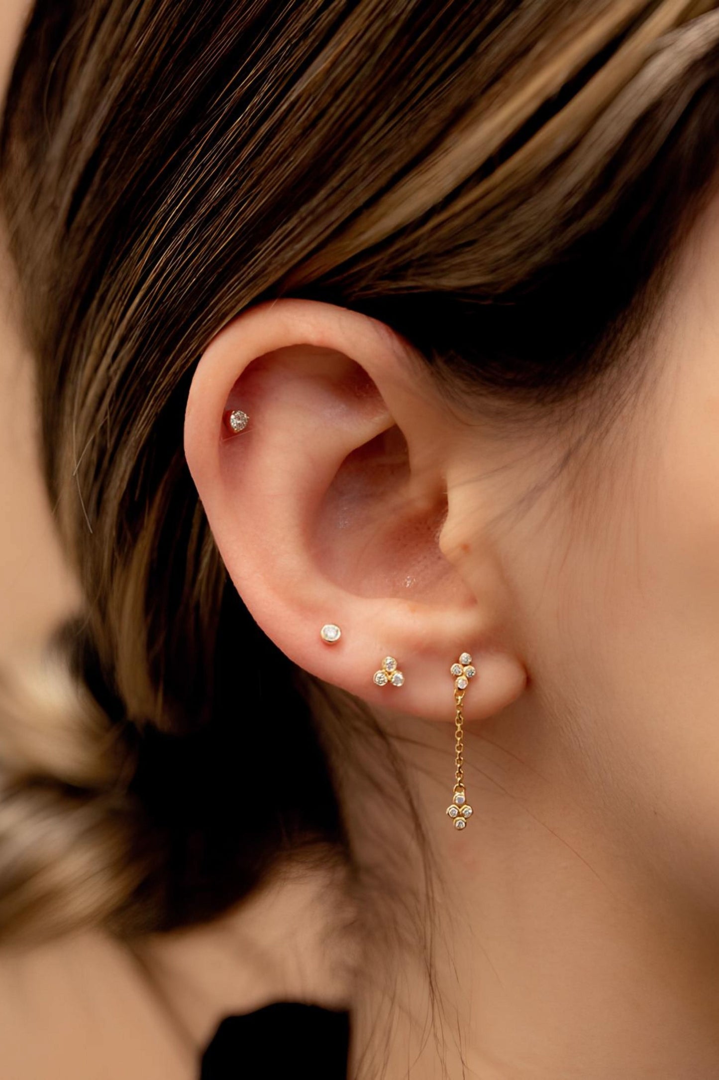 Diamond Drop Cross Cluster Earrings