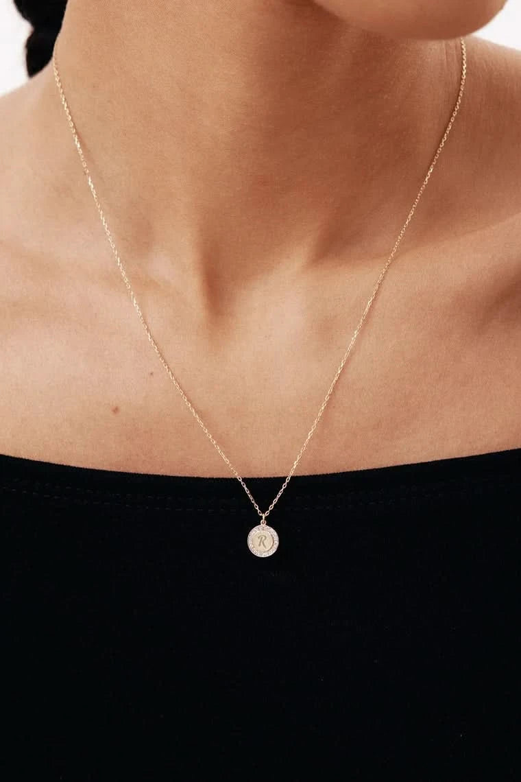 Diamond Engravable Disc Necklace