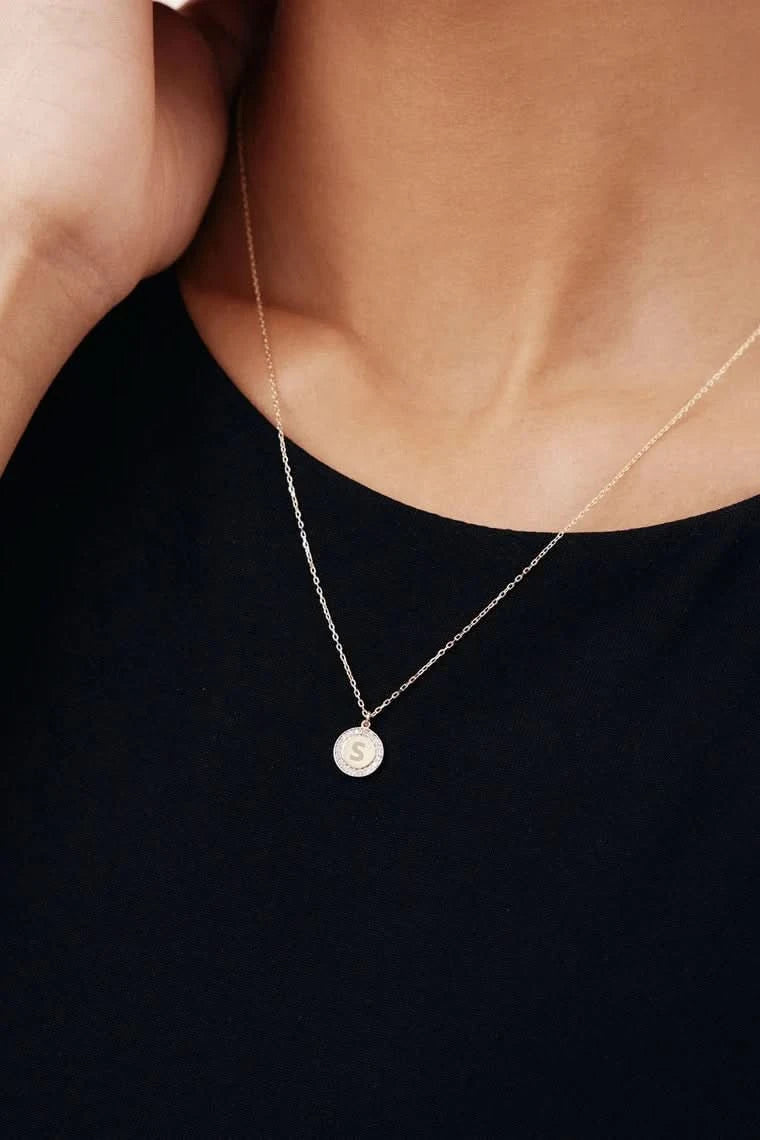 Diamond Engravable Disc Necklace