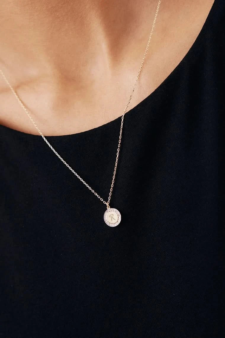 Diamond Engravable Disc Necklace
