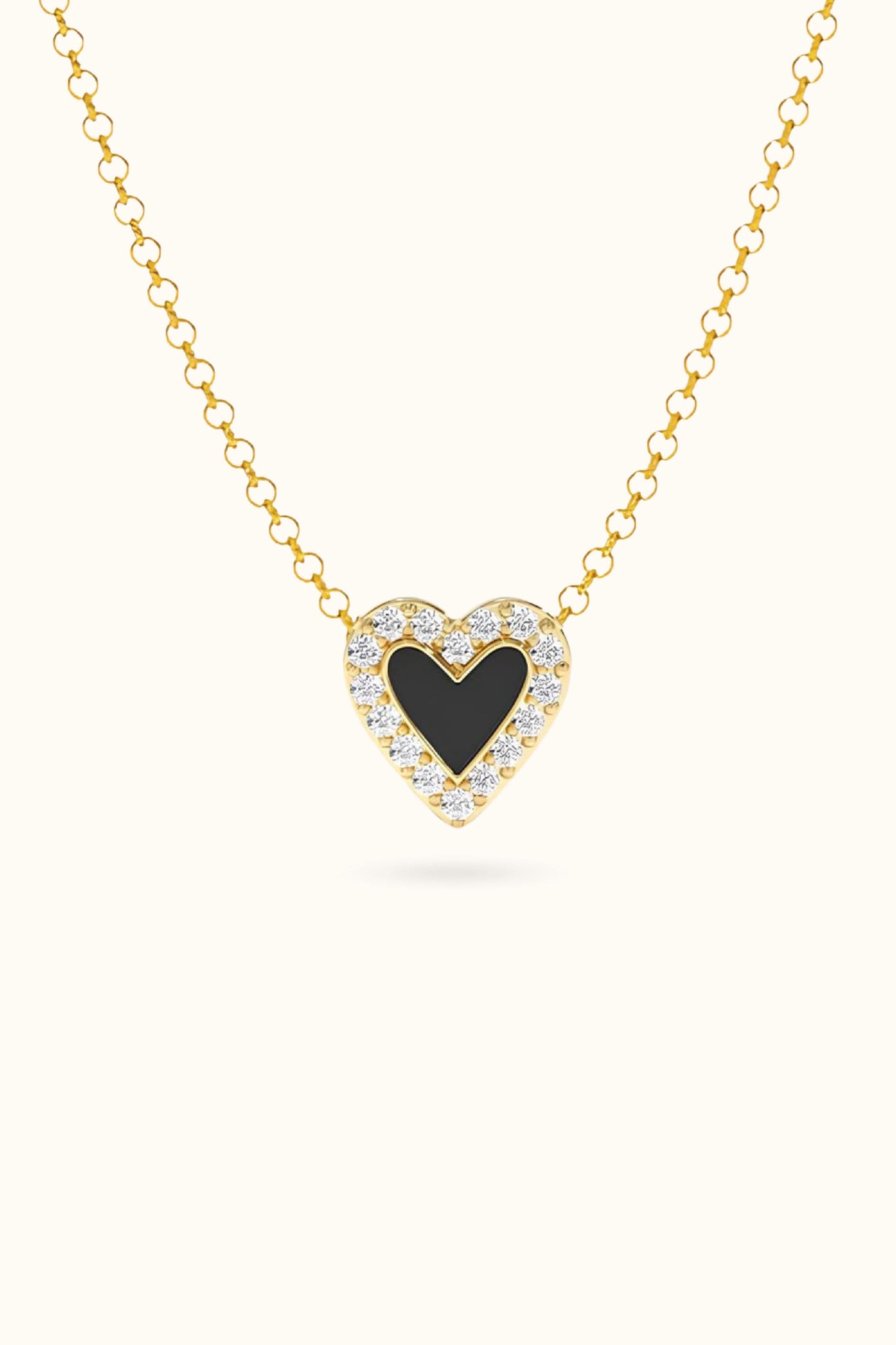 Diamond Heart Enamel Necklace