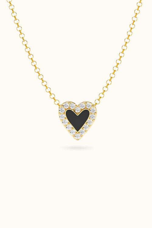 Diamond Heart Enamel Necklace