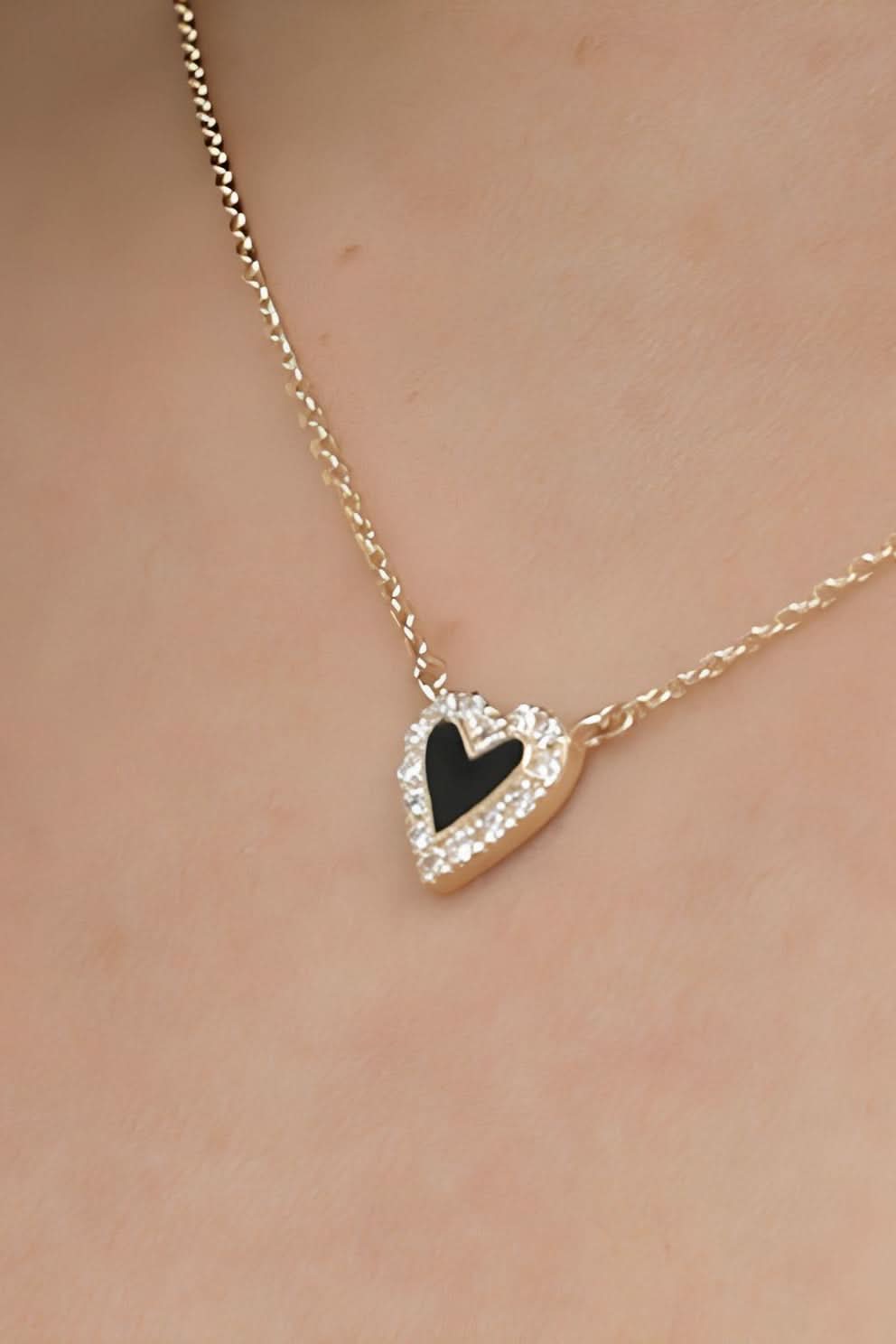 Diamond Heart Enamel Necklace