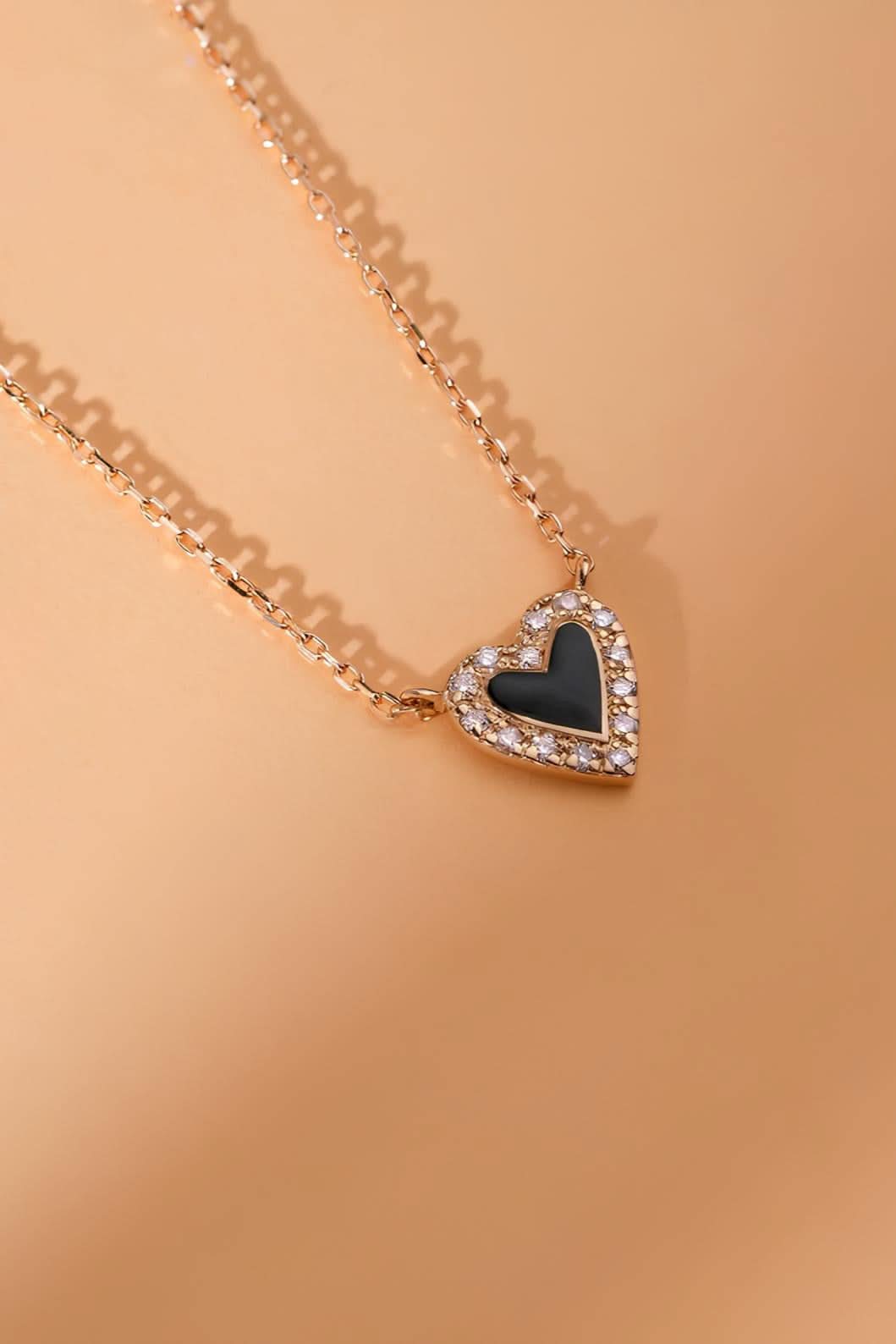 Diamond Heart Enamel Necklace