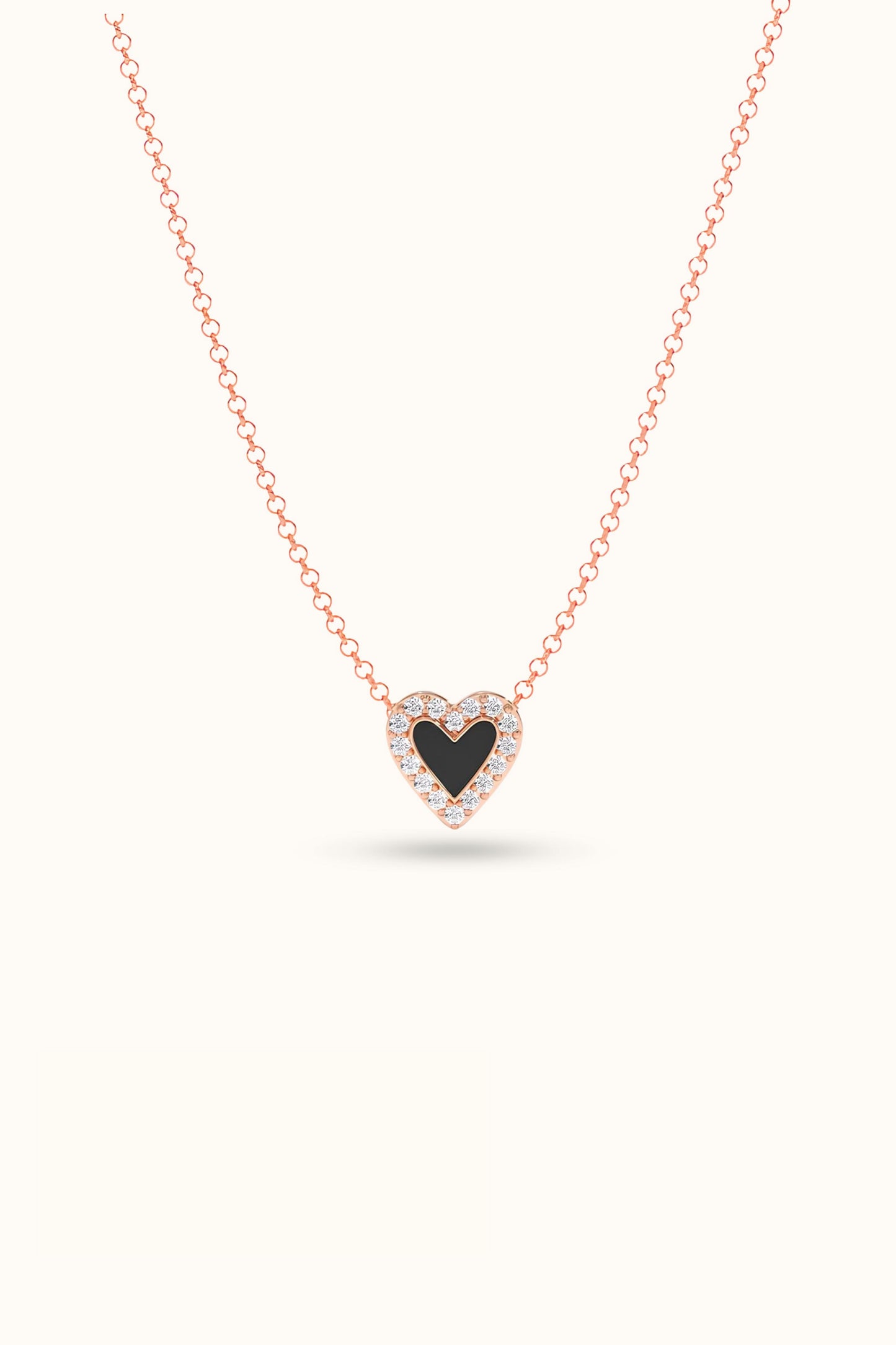 Diamond Heart Enamel Necklace