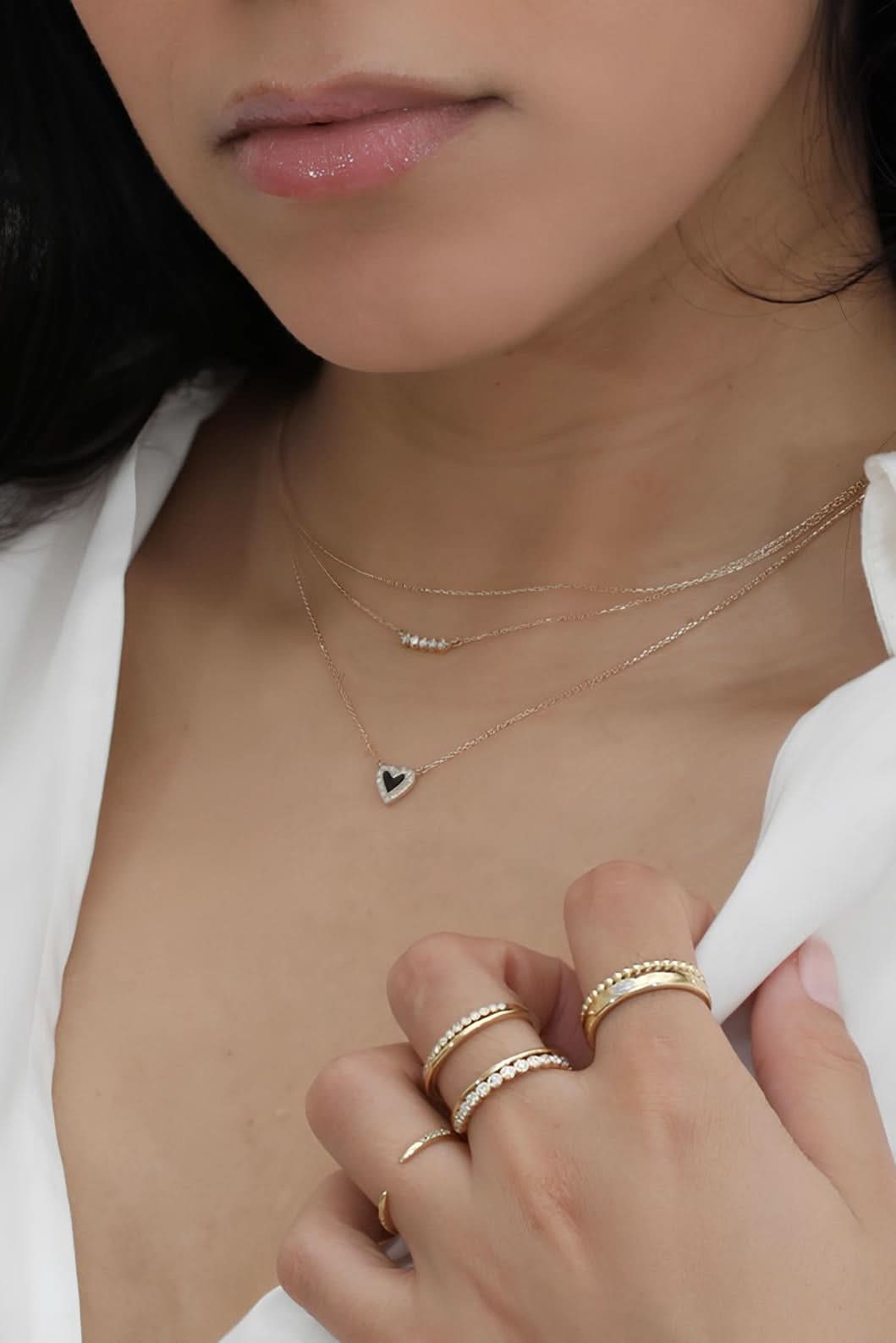 Diamond Heart Enamel Necklace