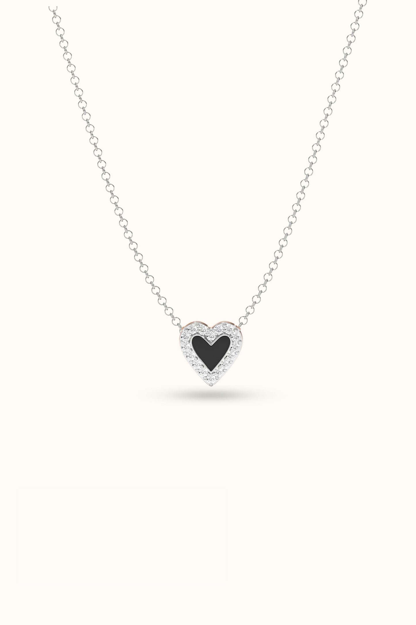 Diamond Heart Enamel Necklace