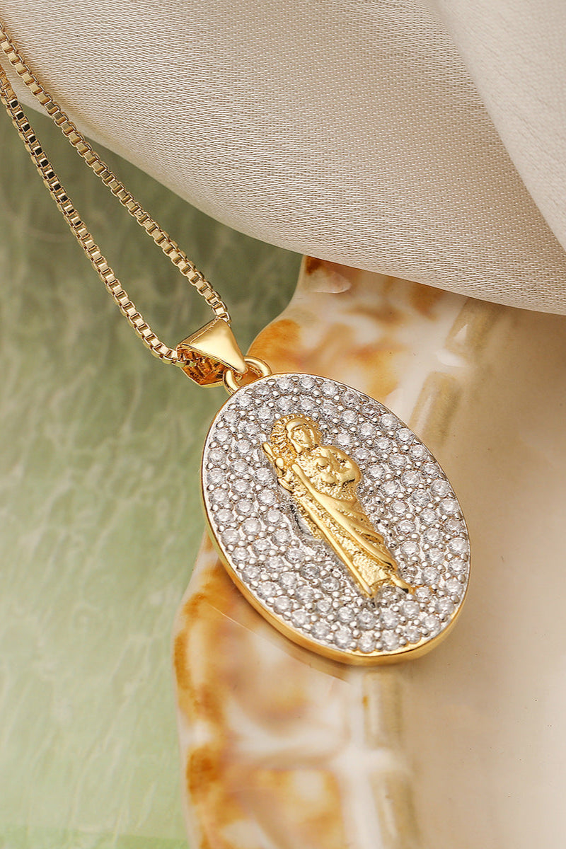 Diamond Holy Father Mother Pendant Necklace