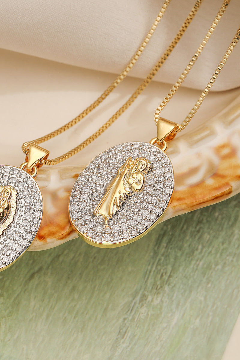 Diamond Holy Father Mother Pendant Necklace