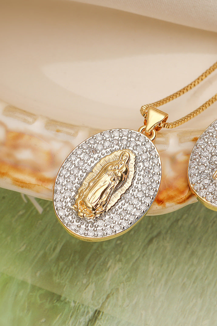 Diamond Holy Mother Pendant Necklace