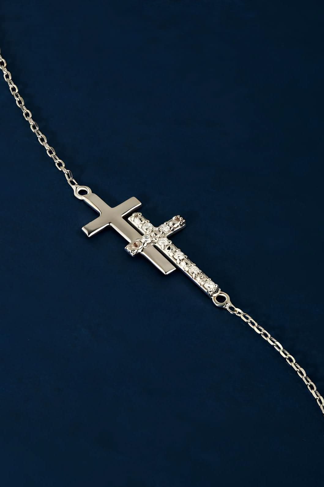 Diamond Horizontal Double Cross Bracelet