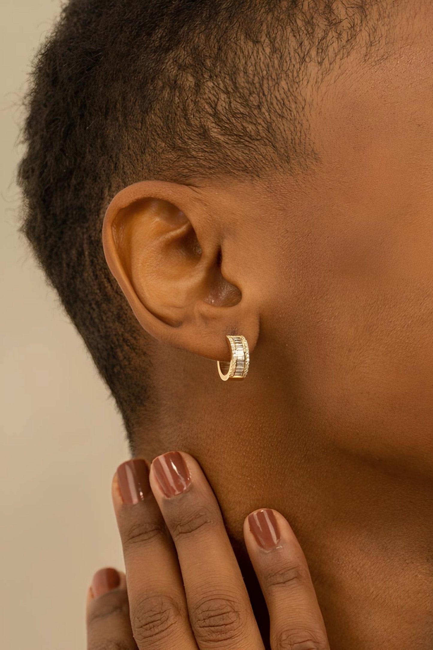 Diamond Huggies Hoop Earrings