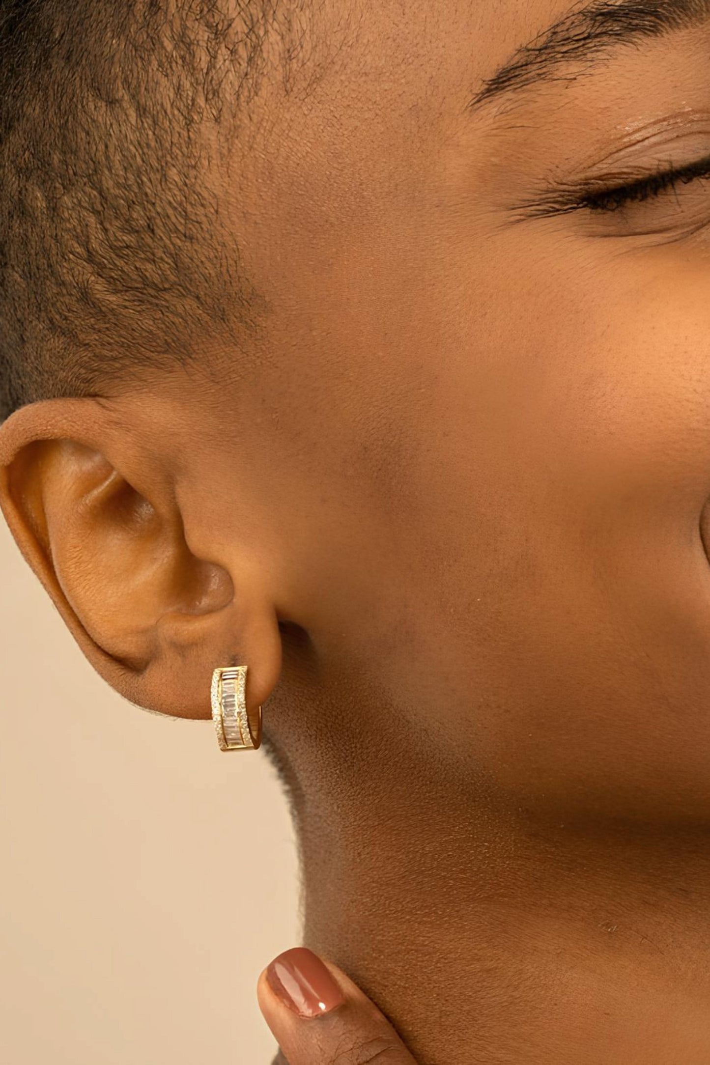 Diamond Huggies Hoop Earrings