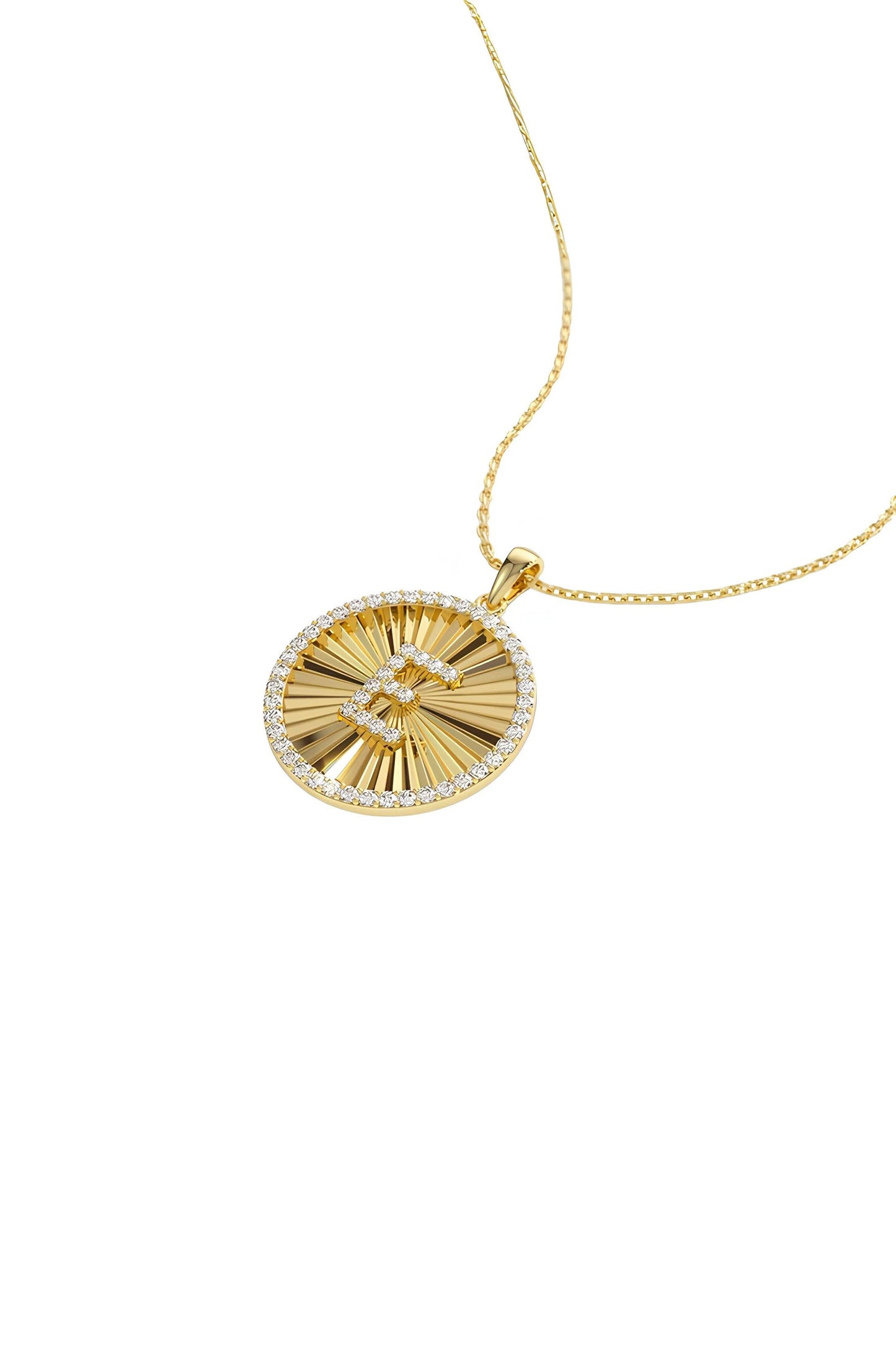 Diamond Initial Ballerina Disc Necklace