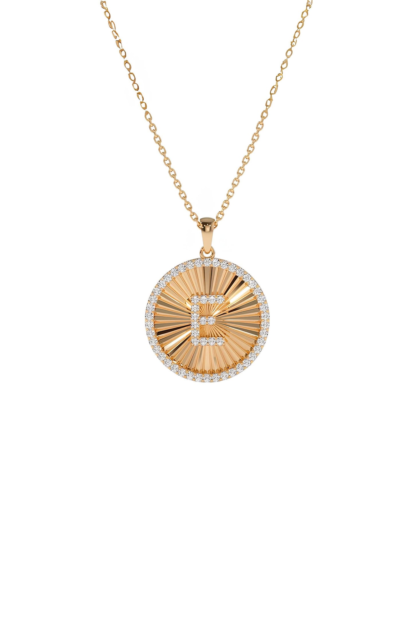 Diamond Initial Ballerina Disc Necklace