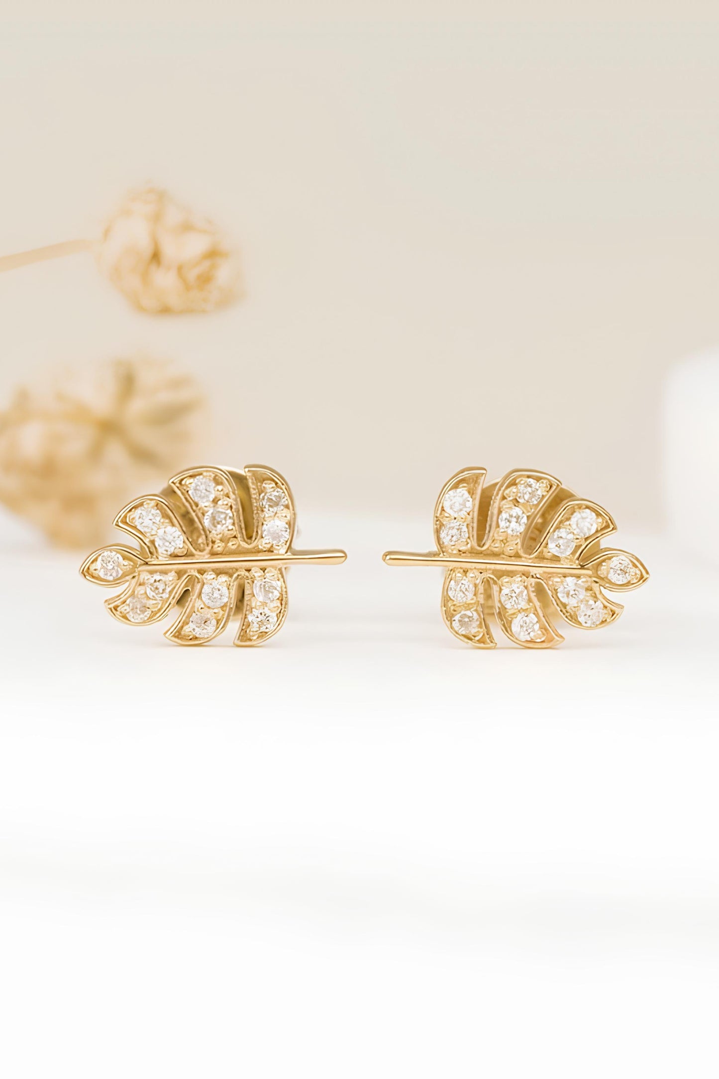 Diamond Leaf Earrings