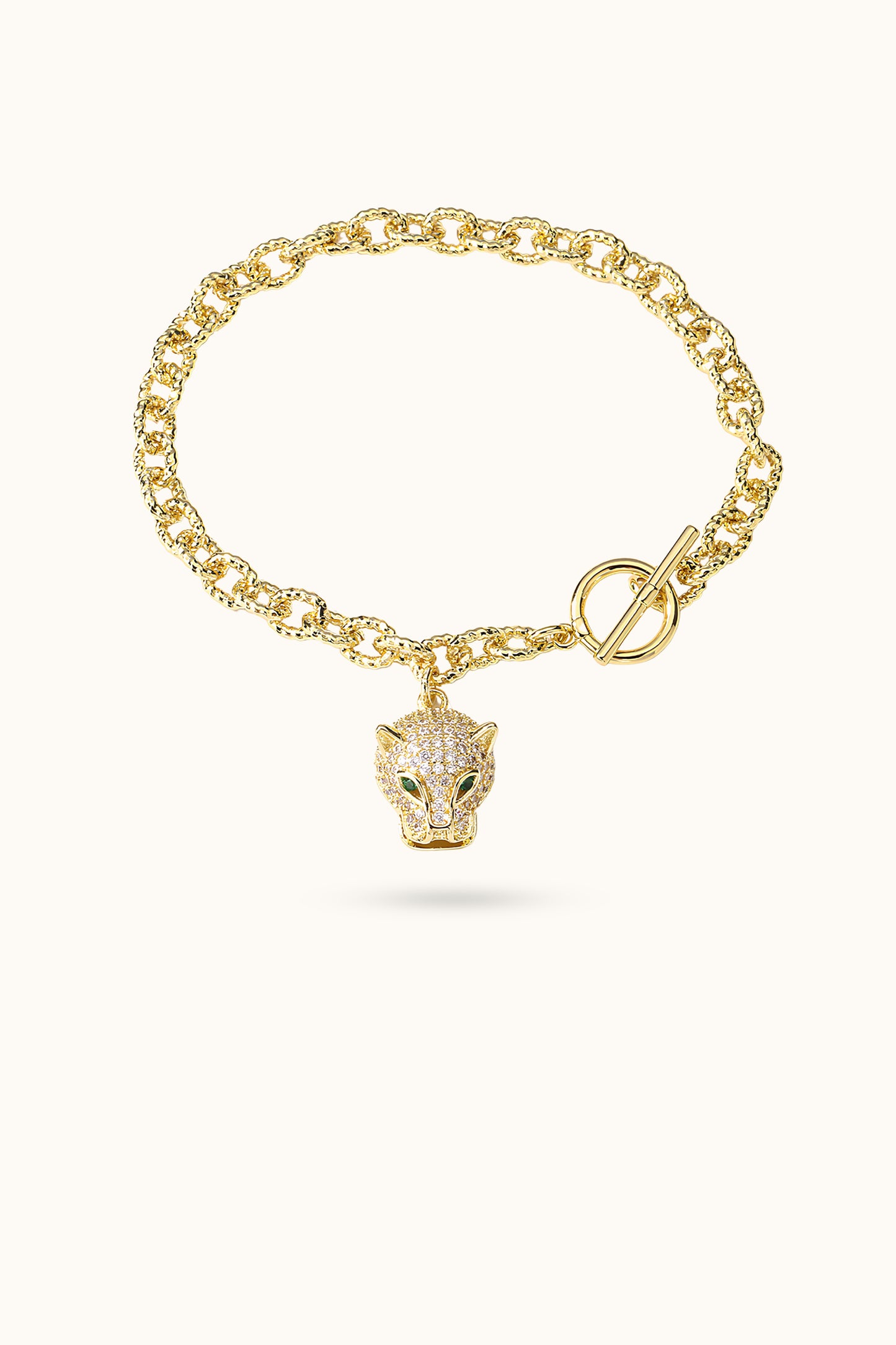 Diamond Leopard Pendant Bracelet