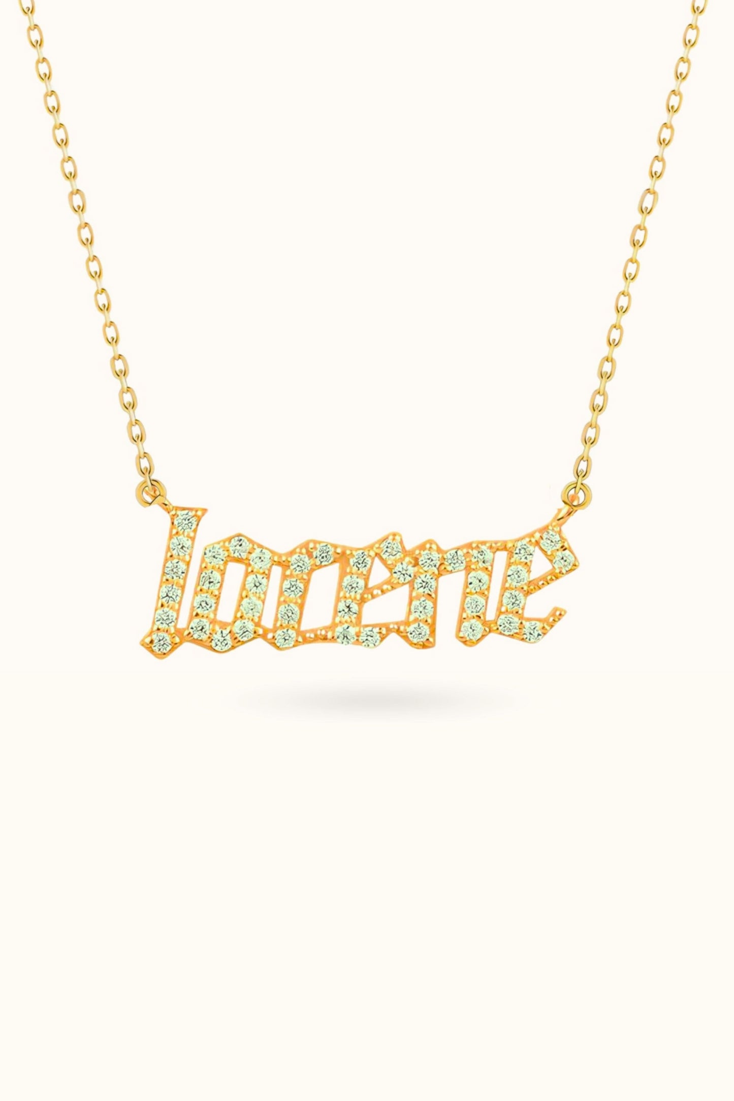 Diamond Old English Name Necklace