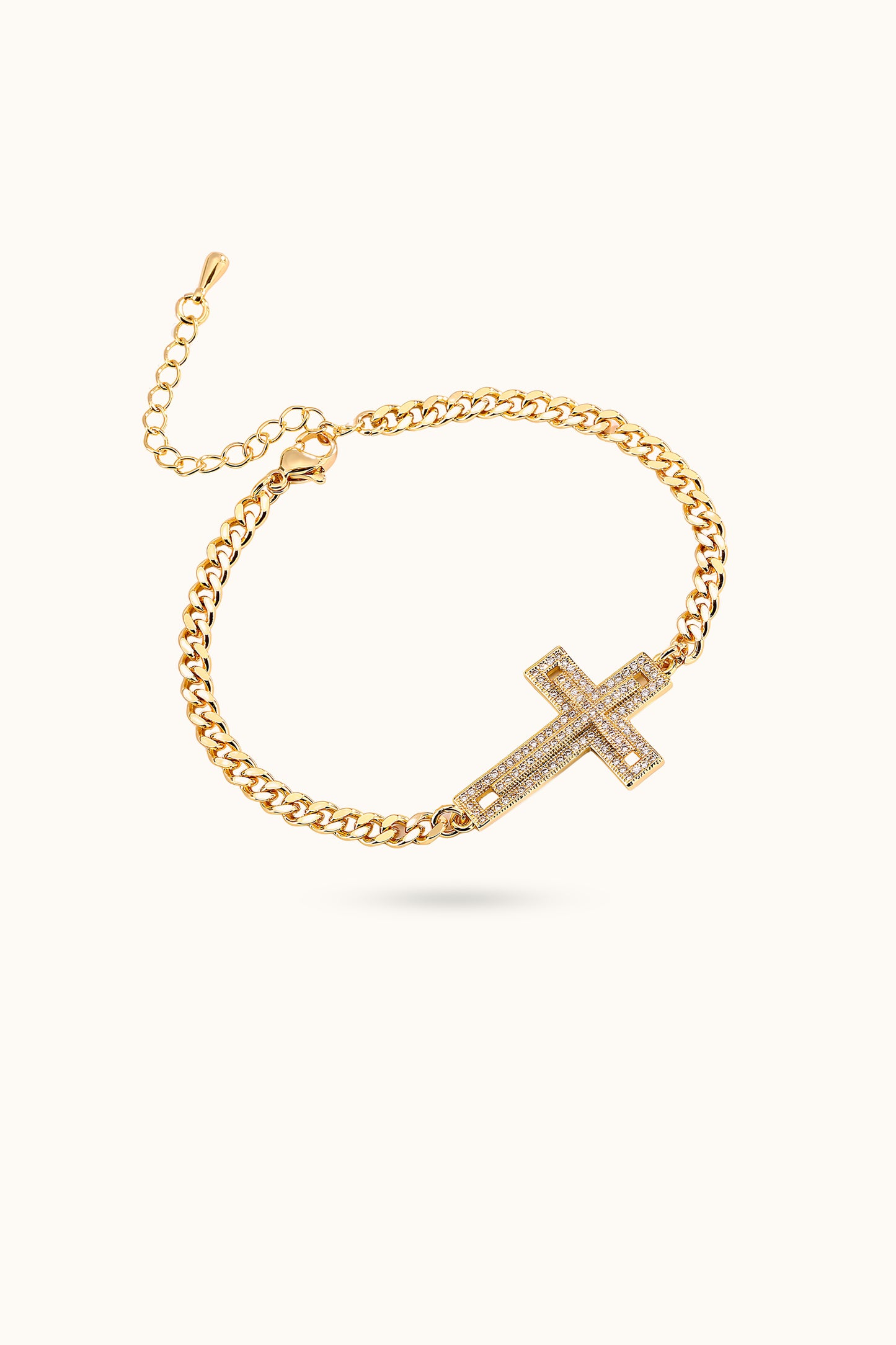 Diamond Overlap Cross Bracelet
