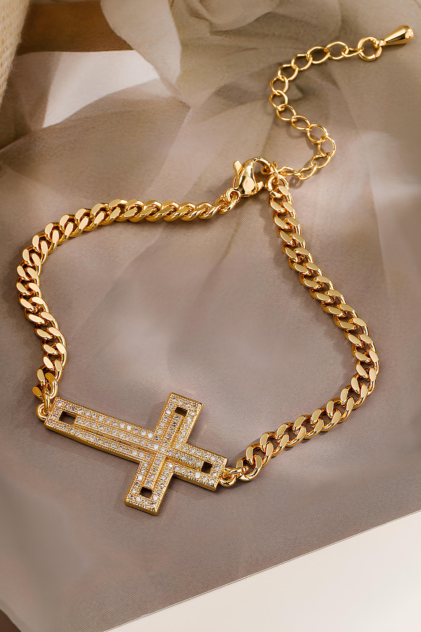 Diamond Overlap Cross Bracelet