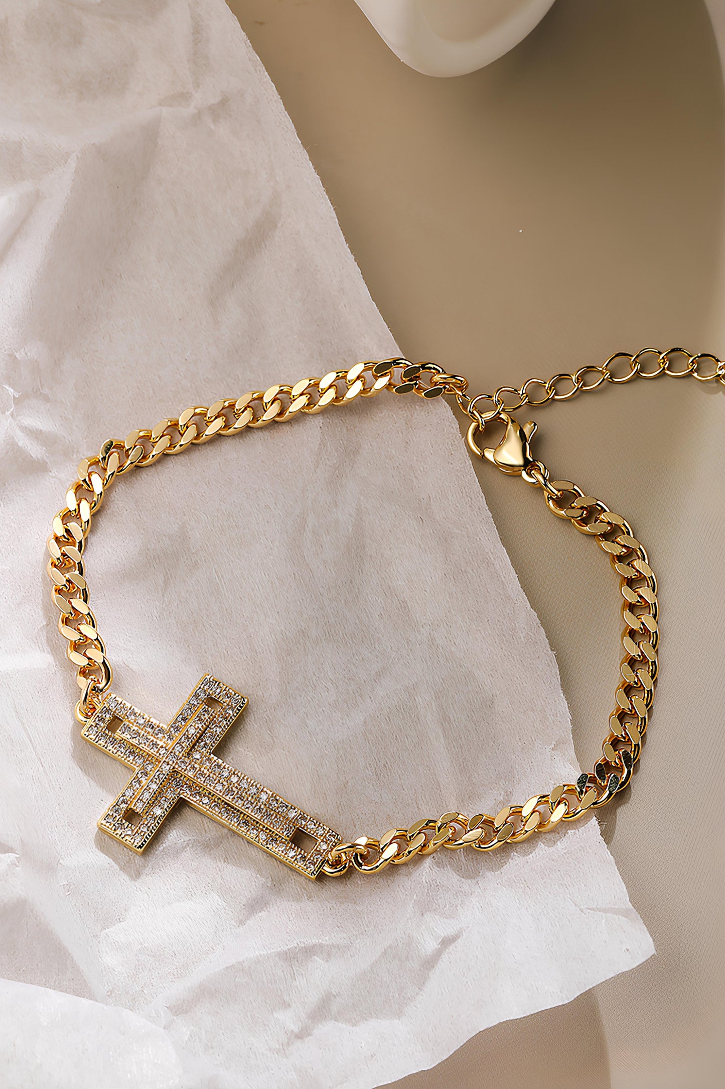 Diamond Overlap Cross Bracelet