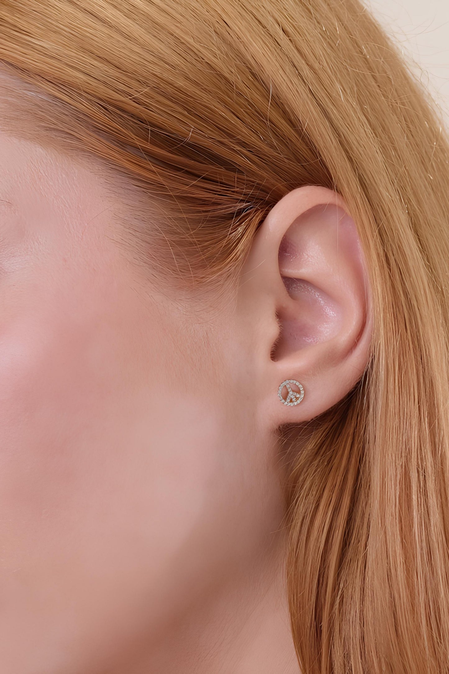 Diamond Peace Sign Earrings
