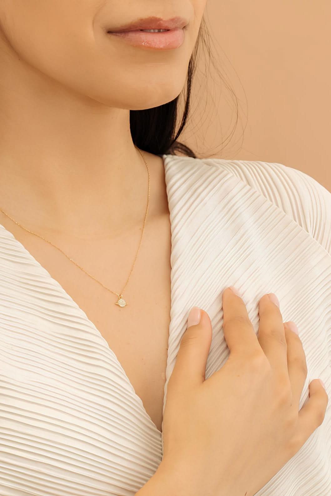 Diamond Saturn Necklace