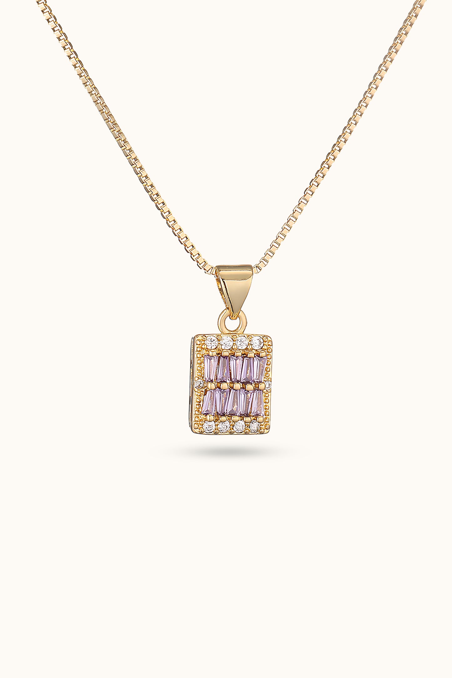 Diamond Square Plate Pendant Necklace