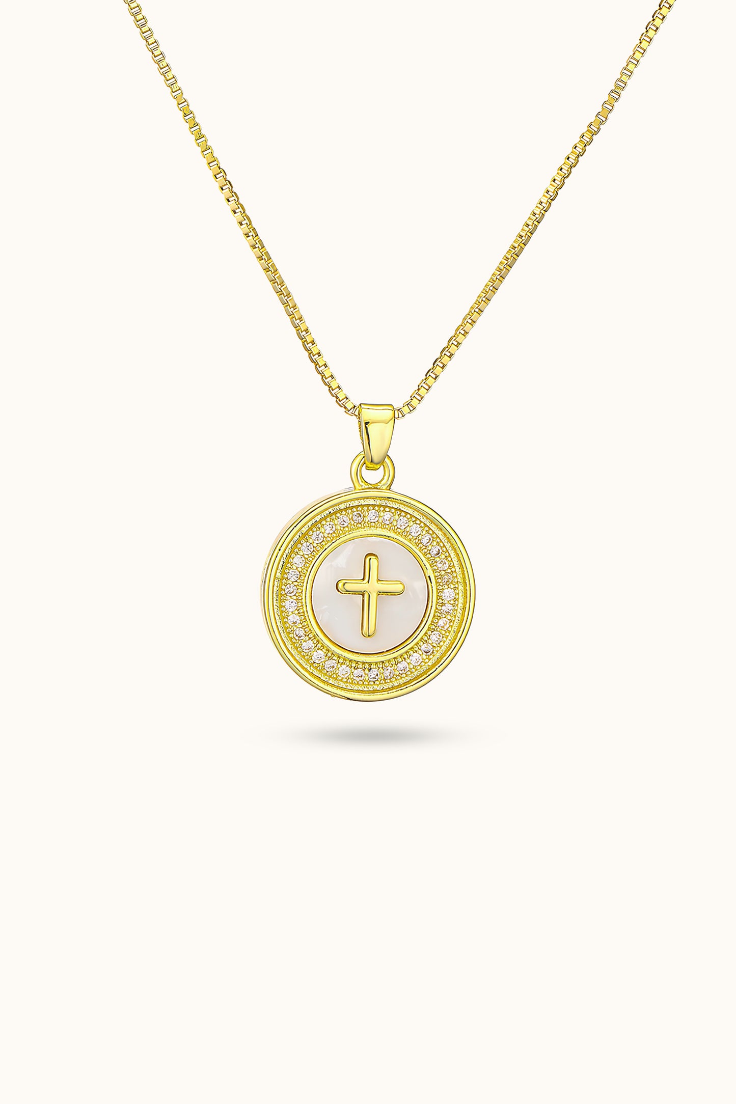 Diamond and Pearl Cross Pendant Necklace