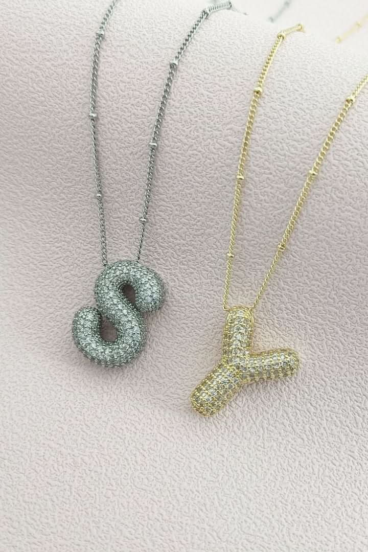 Diamond Bubble Letter Necklace