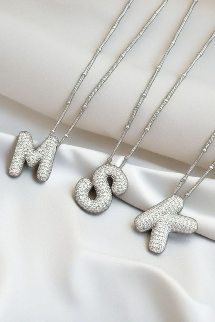 Diamond Bubble Letter Necklace
