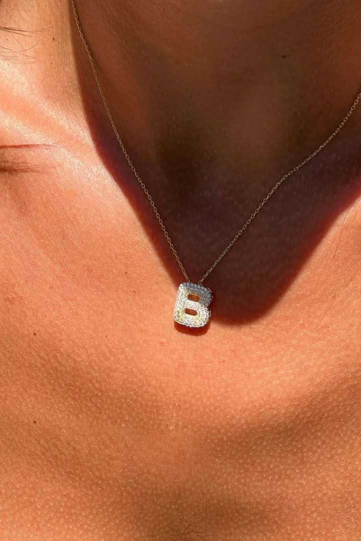 Diamond Bubble Letter Necklace
