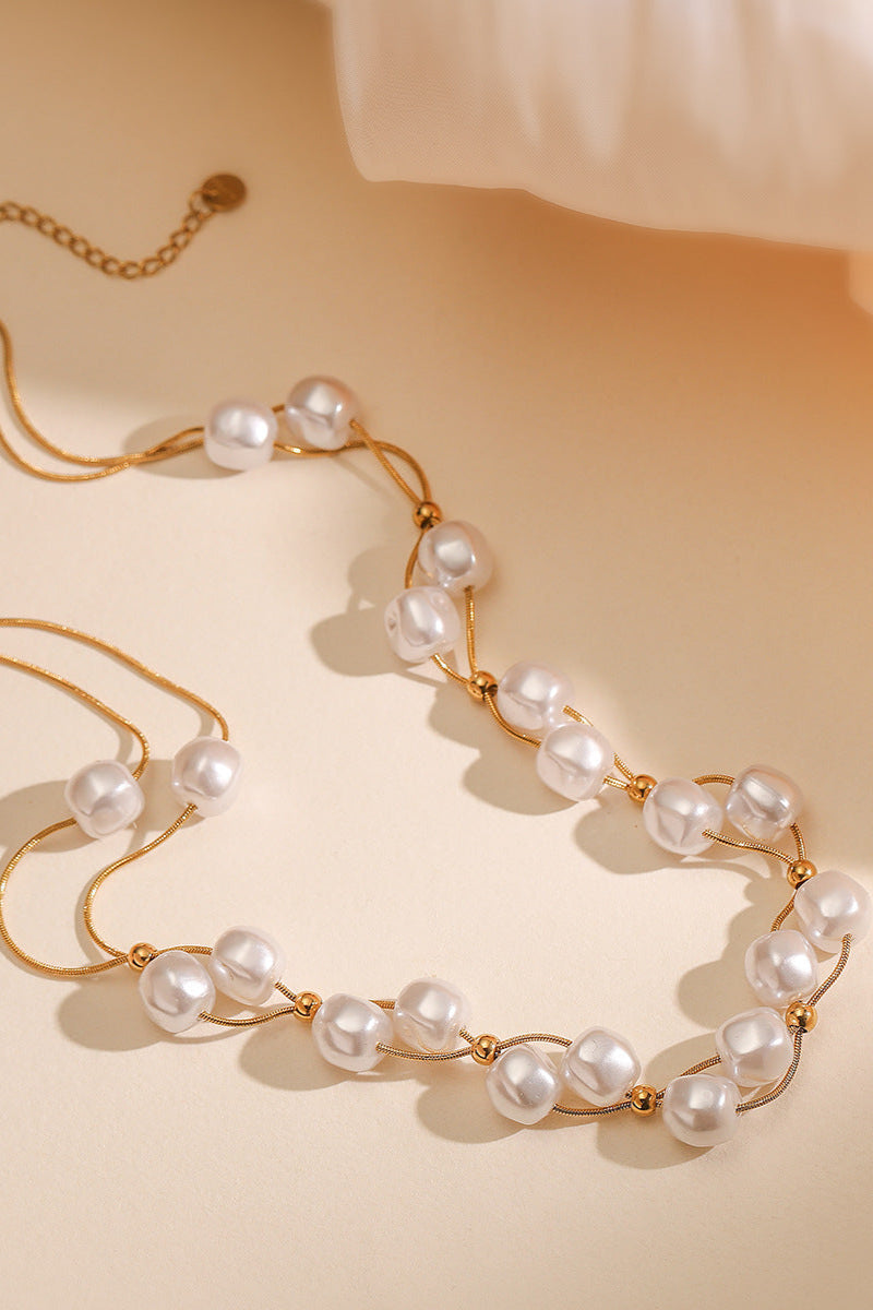 Double-layer Freshwater Pearl Stacked Necklace