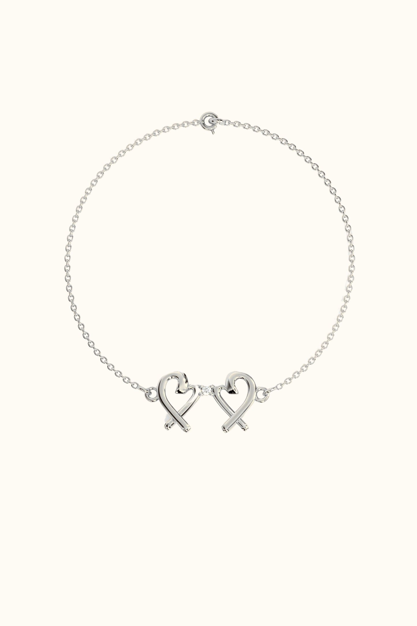 Double Heart Bracelet in 14k Gold